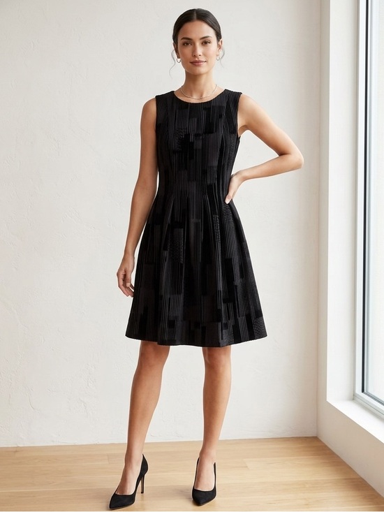 Calvin Klein Dresses & Skirts - Calvin Klein Women's Dress Black Fit & Flare Black Velour Velvet size 0 Stretch